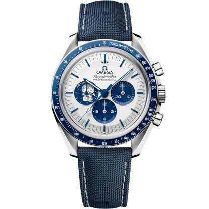 Omega Acceso exclusivo Silver Snoopy Award Speedmaster Serie de Aniversario 42 mm, acero con pulsera en tejido de nailon revestido 310.32.42.50.02.001