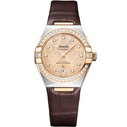 Omega Constellation 29 mm, acero - oro Moonshine™ con aligátor 131.28.29.20.58.001