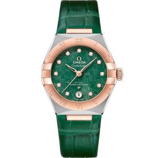 Omega Constellation 29 mm, acero - oro Sedna™ con pulsera de piel 131.23.29.20.99.001