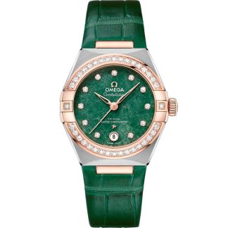 Omega Constellation 29 mm, acero - oro Sedna™ con pulsera de piel 131.28.29.20.99.001