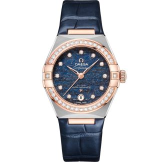 Omega Constellation 29 mm, acero - oro Sedna™ con pulsera de piel 131.28.29.20.99.003