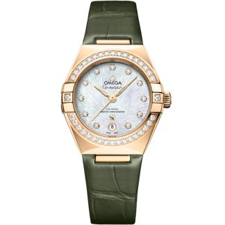 Omega Constellation 29 mm, oro Moonshine™ con aligátor 131.58.29.20.55.003
