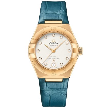Omega Constellation 29 mm, oro amarillo con pulsera de piel 131.53.29.20.52.001