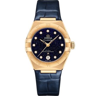 Omega Constellation 29 mm, oro amarillo con pulsera de piel 131.53.29.20.53.001