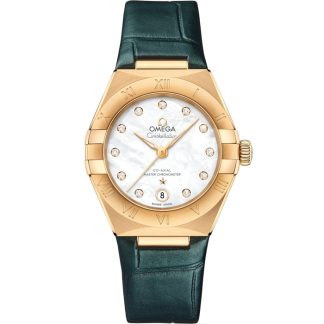 Omega Constellation 29 mm, oro amarillo con pulsera de piel 131.53.29.20.55.001