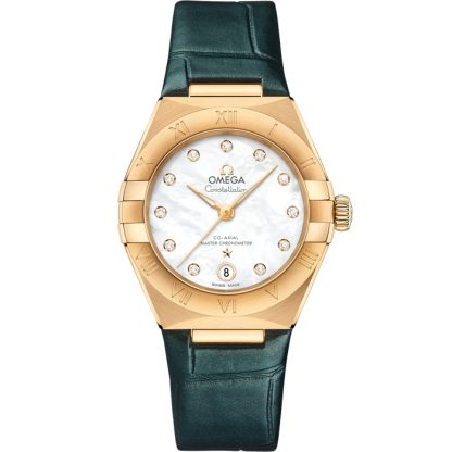 Omega Constellation 29 mm, oro amarillo con pulsera de piel 131.53.29.20.55.001