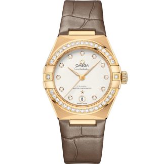 Omega Constellation 29 mm, oro amarillo con pulsera de piel 131.58.29.20.52.001