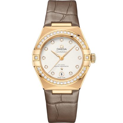 Omega Constellation 29 mm, oro amarillo con pulsera de piel 131.58.29.20.52.001