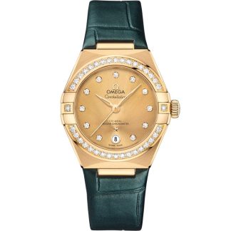 Omega Constellation 29 mm, oro amarillo con pulsera de piel 131.58.29.20.58.001