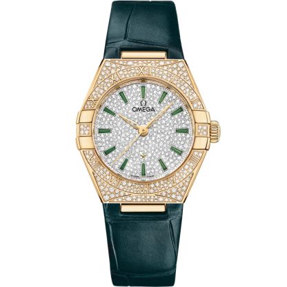 Omega Constellation 29 mm, oro amarillo con pulsera de piel 131.58.29.20.99.002