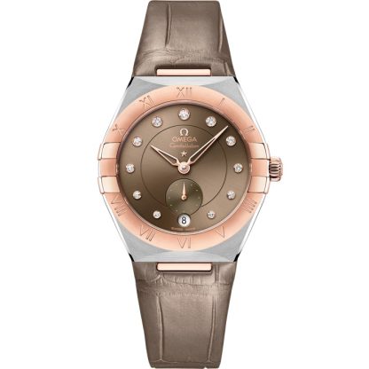 Omega Constellation 34 mm, acero - oro Sedna™ con pulsera de piel 131.23.34.20.63.001