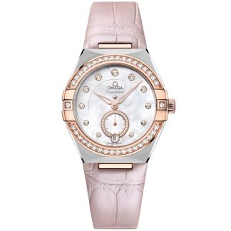 Omega Constellation 34 mm, acero - oro Sedna™ con pulsera de piel 131.28.34.20.55.001