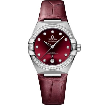 Omega Constellation 36 mm, acero con pulsera de piel 131.18.36.20.61.001