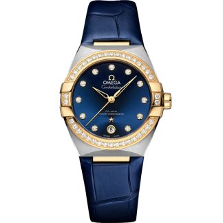 Omega Constellation 36 mm, acero - oro amarillo con pulsera de piel 131.28.36.20.53.001