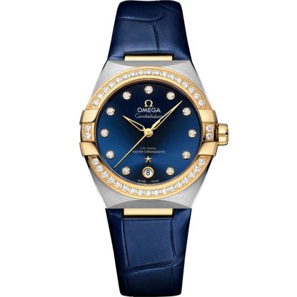 Omega Constellation 36 mm, acero - oro amarillo con pulsera de piel 131.28.36.20.53.001