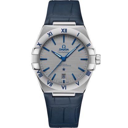 Omega Constellation 39 mm, acero con pulsera de piel 131.13.39.20.06.002