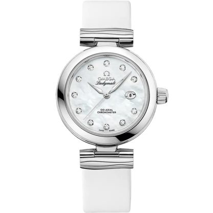 Omega De Ville Ladymatic 34 mm, acero con pulsera de piel 425.32.34.20.55.002