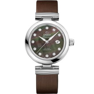Omega De Ville Ladymatic 34 mm, acero con pulsera de piel 425.32.34.20.57.004