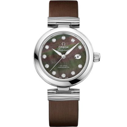 Omega De Ville Ladymatic 34 mm, acero con pulsera de piel 425.32.34.20.57.004