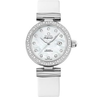 Omega De Ville Ladymatic 34 mm, acero con pulsera de piel 425.37.34.20.55.002