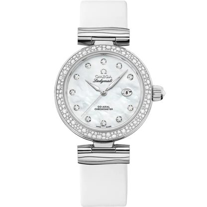 Omega De Ville Ladymatic 34 mm, acero con pulsera de piel 425.37.34.20.55.002