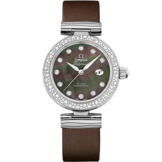 Omega De Ville Ladymatic 34 mm, acero con pulsera de piel 425.37.34.20.57.004
