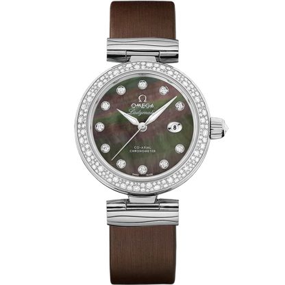 Omega De Ville Ladymatic 34 mm, acero con pulsera de piel 425.37.34.20.57.004