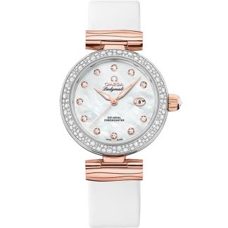 Omega De Ville Ladymatic 34 mm, acero - oro Sedna™ con pulsera de piel 425.27.34.20.55.004