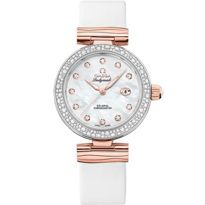 Omega De Ville Ladymatic 34 mm, acero - oro Sedna™ con pulsera de piel 425.27.34.20.55.004