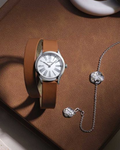 Omega De Ville Mini Trésor 26 mm, acero con piel 428.17.26.60.04.005 - Imagen 3