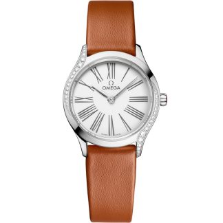 Omega De Ville Mini Trésor 26 mm, acero con pulsera de piel 428.17.26.60.04.004