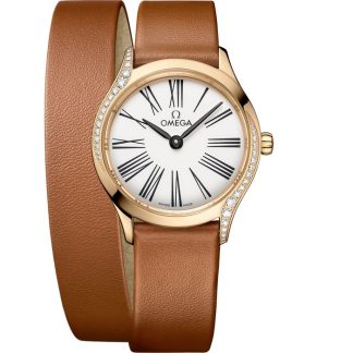 Omega De Ville Mini Trésor 26 mm, oro Moonshine™ con pulsera de piel 428.57.26.60.04.005