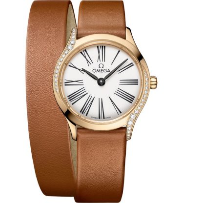 Omega De Ville Mini Trésor 26 mm, oro Moonshine™ con pulsera de piel 428.57.26.60.04.005