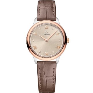 Omega De Ville Prestige 27,5 mm, acero - oro Sedna™ con pulsera de piel 434.23.28.60.59.001