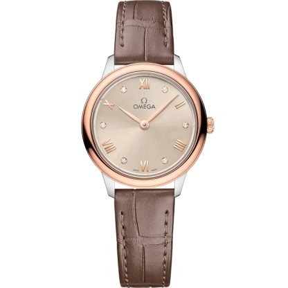 Omega De Ville Prestige 27,5 mm, acero - oro Sedna™ con pulsera de piel 434.23.28.60.59.001