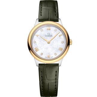 Omega De Ville Prestige 27,5 mm, acero - oro amarillo con pulsera de piel 434.23.28.60.55.001