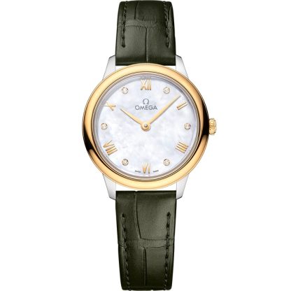 Omega De Ville Prestige 27,5 mm, acero - oro amarillo con pulsera de piel 434.23.28.60.55.001