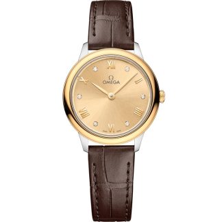 Omega De Ville Prestige 27,5 mm, acero - oro amarillo con pulsera de piel 434.23.28.60.58.001