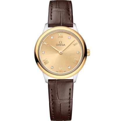 Omega De Ville Prestige 27,5 mm, acero - oro amarillo con pulsera de piel 434.23.28.60.58.001