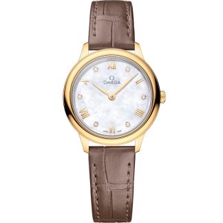 Omega De Ville Prestige 27,5 mm, oro amarillo con pulsera de piel 434.53.28.60.55.002
