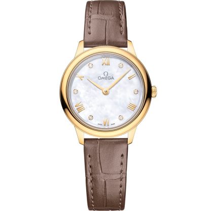 Omega De Ville Prestige 27,5 mm, oro amarillo con pulsera de piel 434.53.28.60.55.002