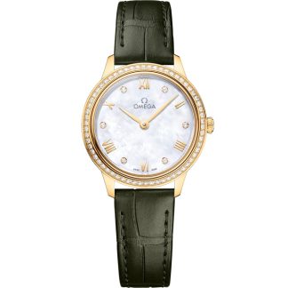 Omega De Ville Prestige 27,5 mm, oro amarillo con pulsera de piel 434.58.28.60.55.002