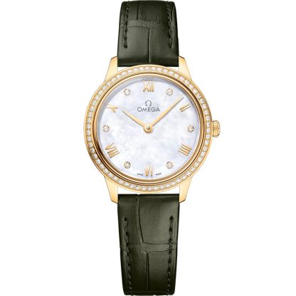 Omega De Ville Prestige 27,5 mm, oro amarillo con pulsera de piel 434.58.28.60.55.002