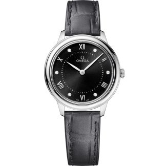 Omega De Ville Prestige 30 mm, acero con pulsera de piel 434.13.30.60.51.001
