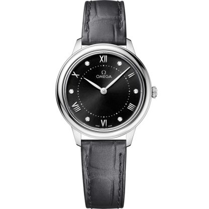 Omega De Ville Prestige 30 mm, acero con pulsera de piel 434.13.30.60.51.001