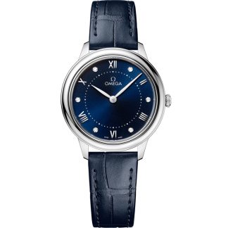 Omega De Ville Prestige 30 mm, acero con pulsera de piel 434.13.30.60.53.001