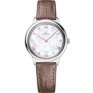 Omega De Ville Prestige 30 mm, acero con pulsera de piel 434.13.30.60.55.001