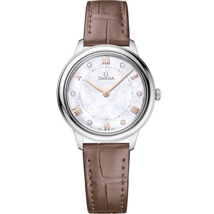 Omega De Ville Prestige 30 mm, acero con pulsera de piel 434.13.30.60.55.001