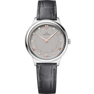 Omega De Ville Prestige 30 mm, acero con pulsera de piel 434.13.30.60.56.001