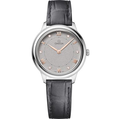 Omega De Ville Prestige 30 mm, acero con pulsera de piel 434.13.30.60.56.001